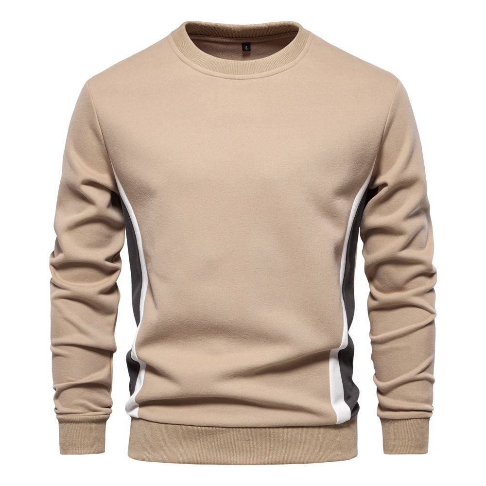 Slim Fit Patchwork Crew Neck Men's Sweatshirt for Autumn Casual Wear