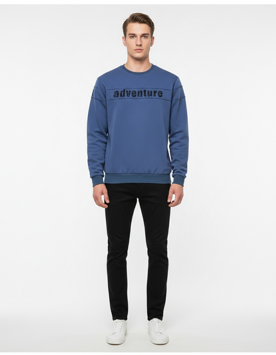 Loose Fit Printed Patchwork Crew Neck Autumn Men's Sweatshirt