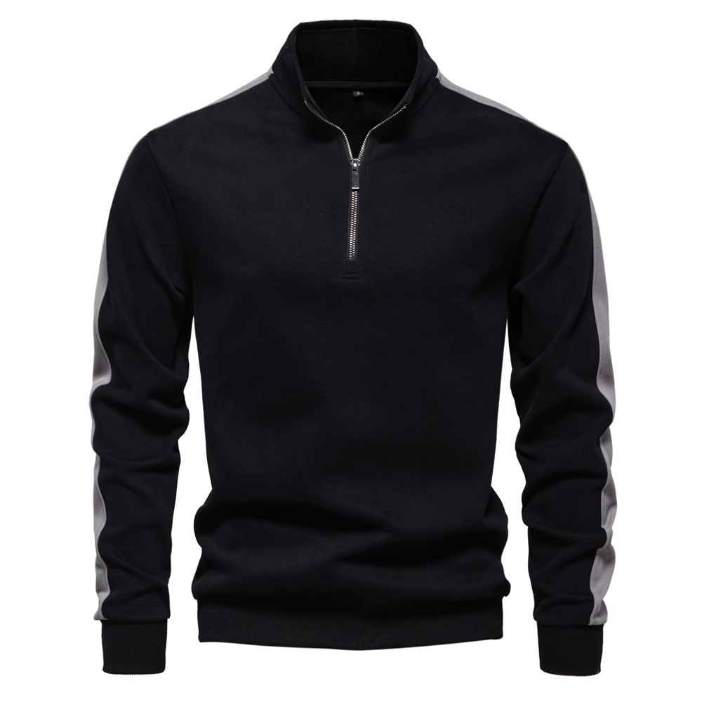 Patchwork Design Stand-Collar Autumn Men's Sweatshirt for Casual Sports