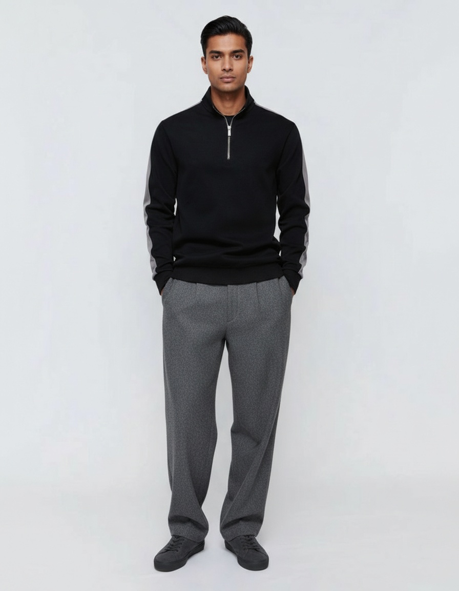 Patchwork Design Stand-Collar Autumn Men's Sweatshirt for Casual Sports