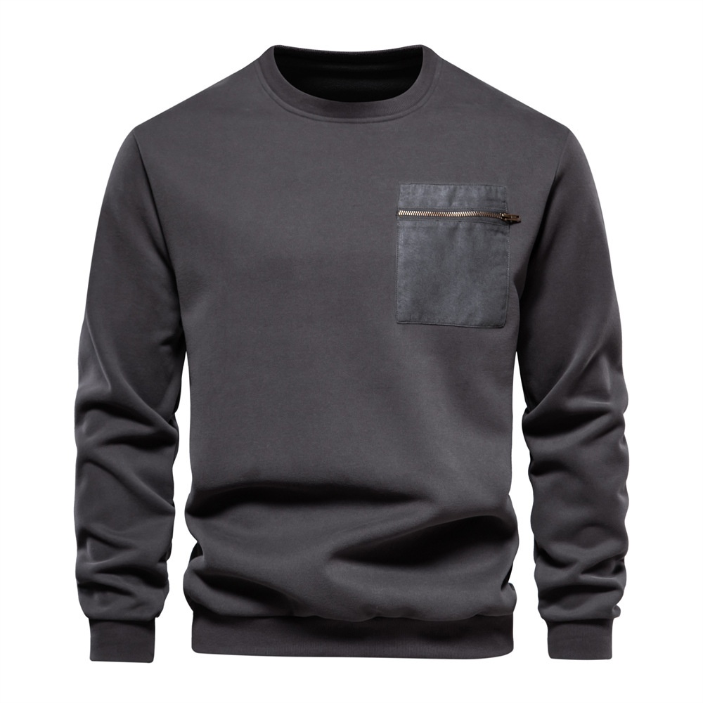 Casual Loose-Fit Crew Neck Long-Sleeved Men's Sweatshirt for Autumn Wear