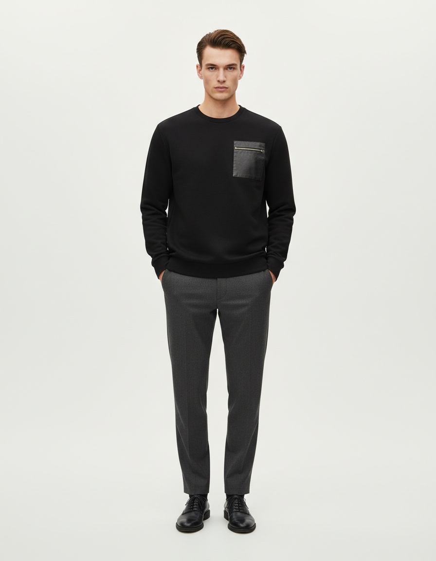 Casual Loose-Fit Crew Neck Long-Sleeved Men's Sweatshirt for Autumn Wear