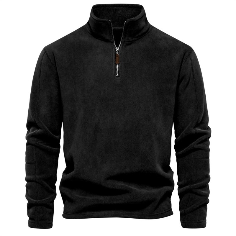 Half-Zip Stand Collar Fleece-Lined Winter Casual Sweatshirt for Men