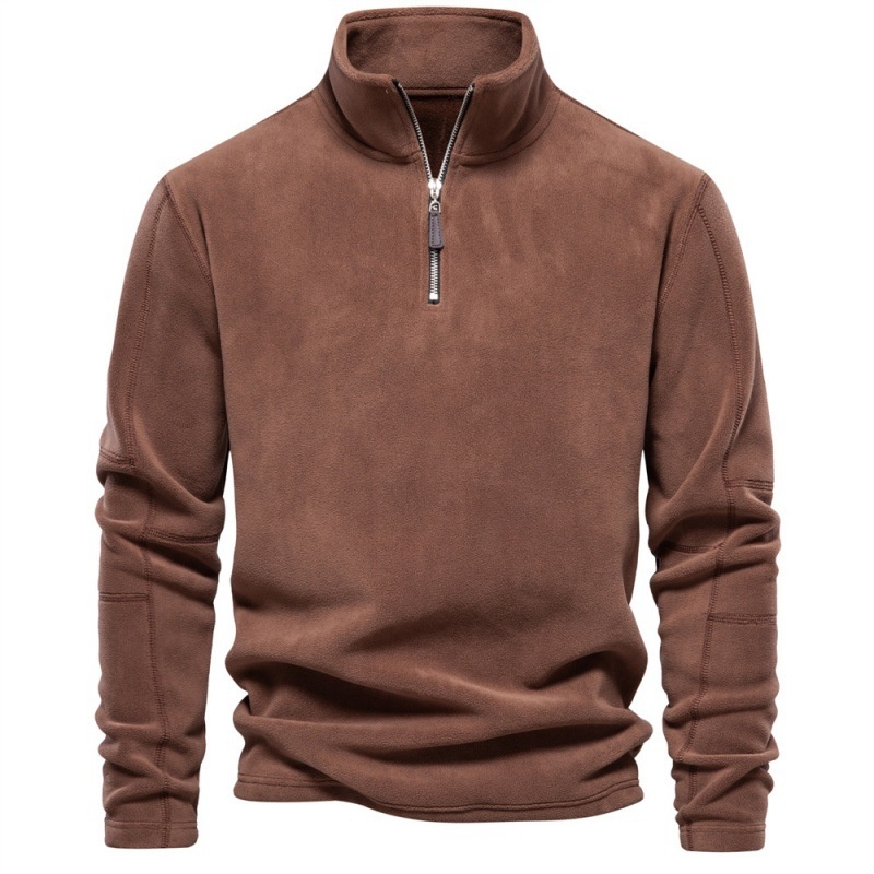Half-Zip Stand Collar Fleece-Lined Winter Casual Sweatshirt for Men