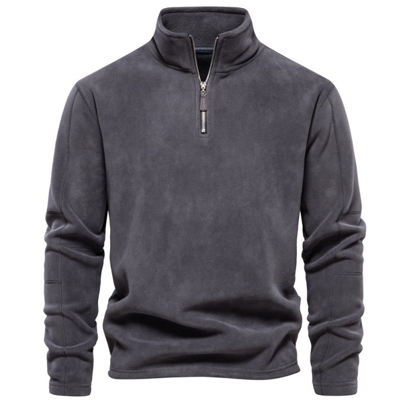 Half-Zip Stand Collar Fleece-Lined Winter Casual Sweatshirt for Men