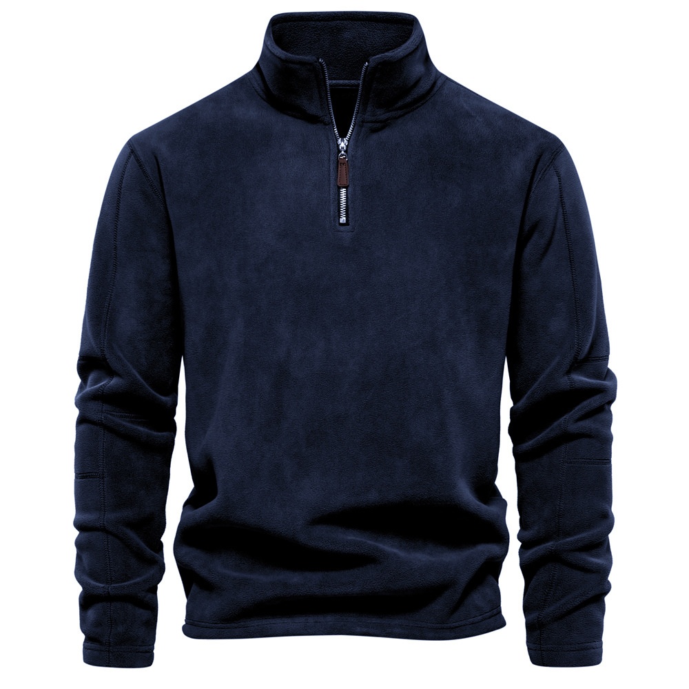 Half-Zip Stand Collar Fleece-Lined Winter Casual Sweatshirt for Men