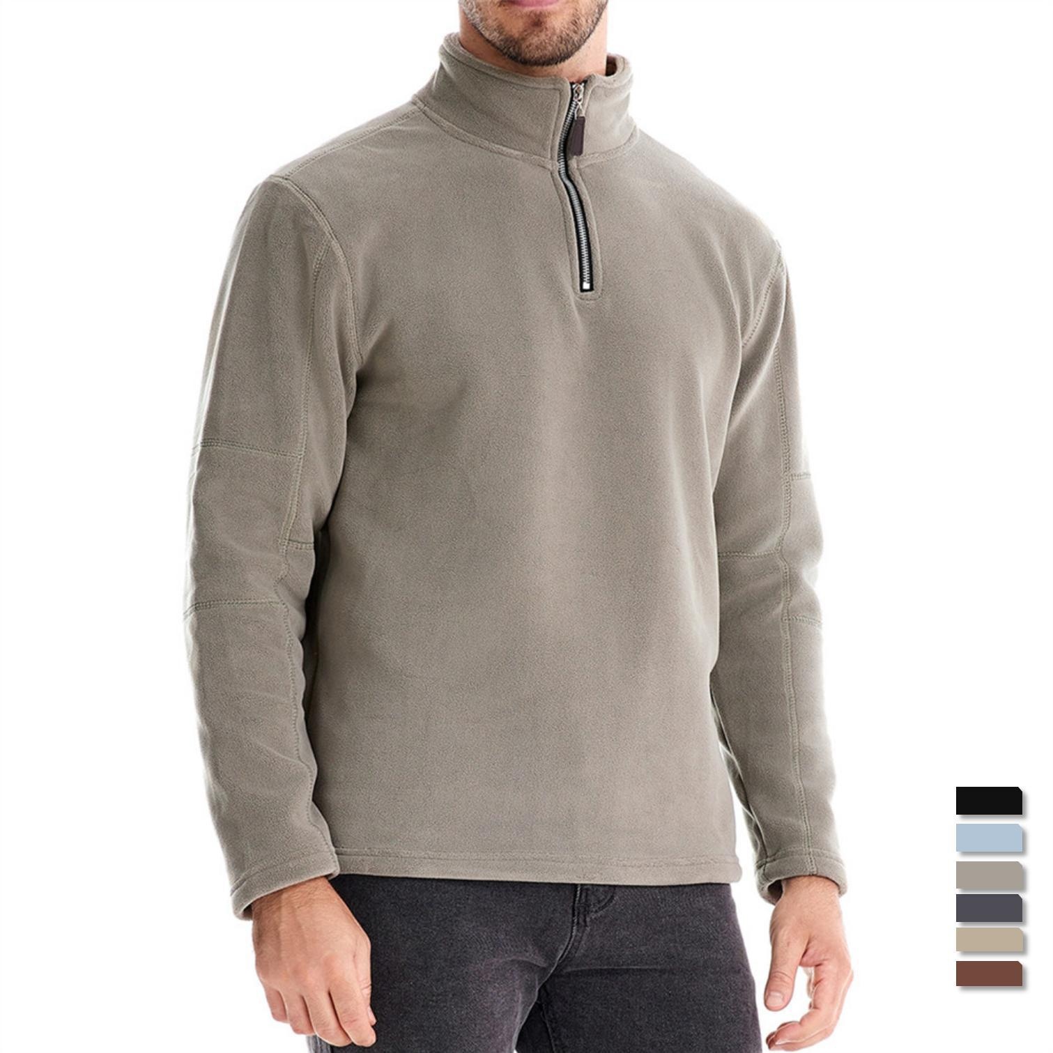 Half-Zip Stand Collar Fleece-Lined Winter Casual Sweatshirt for Men