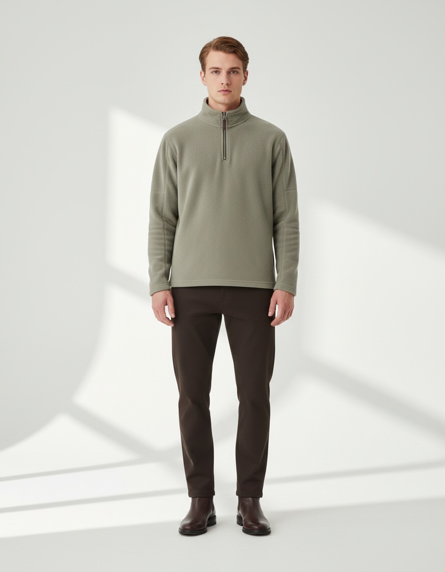 Half-Zip Stand Collar Fleece-Lined Winter Casual Sweatshirt for Men