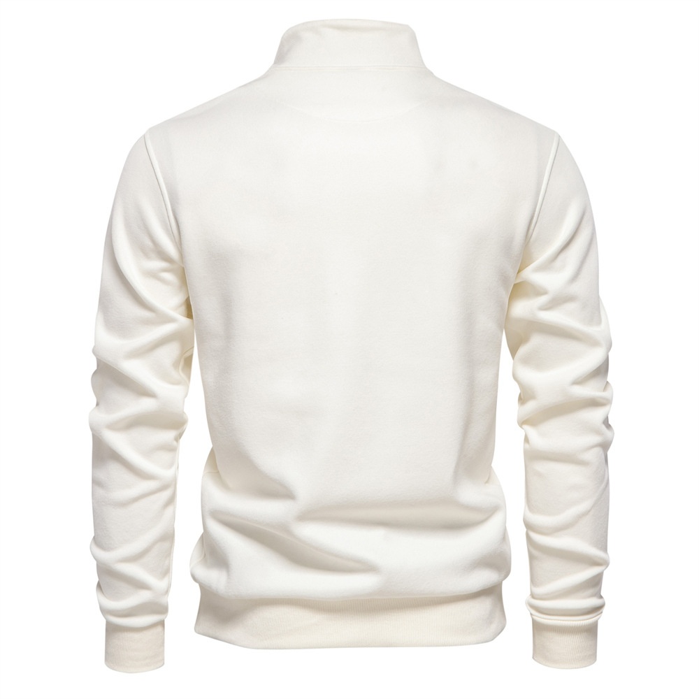Casual Half-Zip Solid Color Long-Sleeve Men's Sweatshirt with Pocket Detail