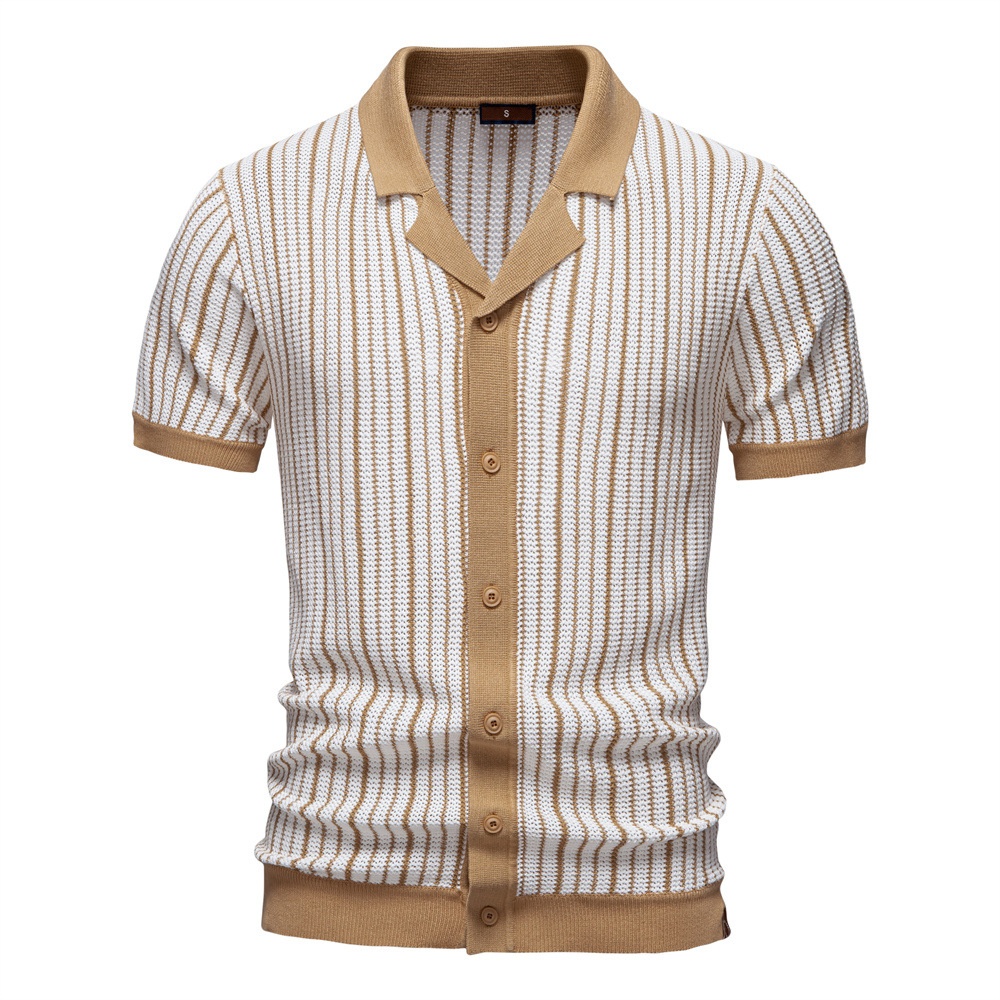 Striped Summer Business Casual Men's Polo Shirt