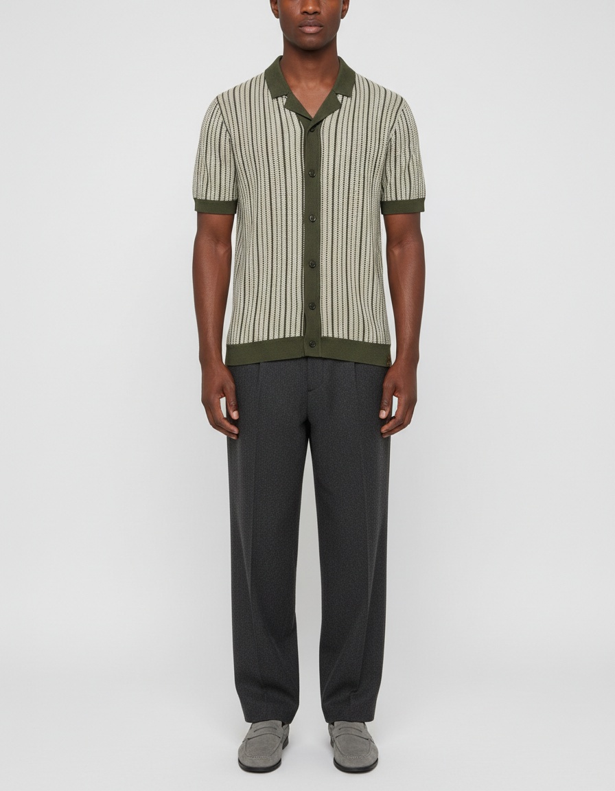 Striped Summer Business Casual Men's Polo Shirt