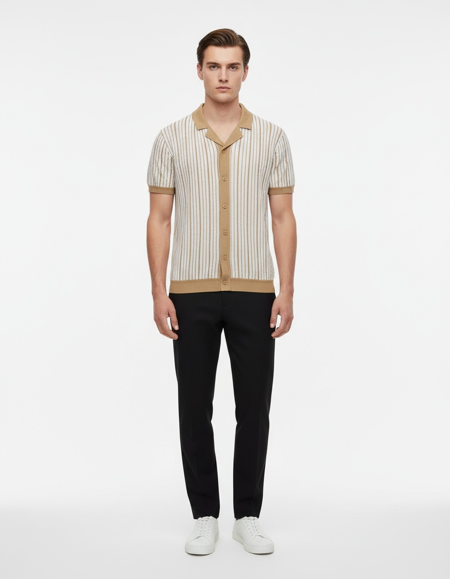 Striped Summer Business Casual Men's Polo Shirt