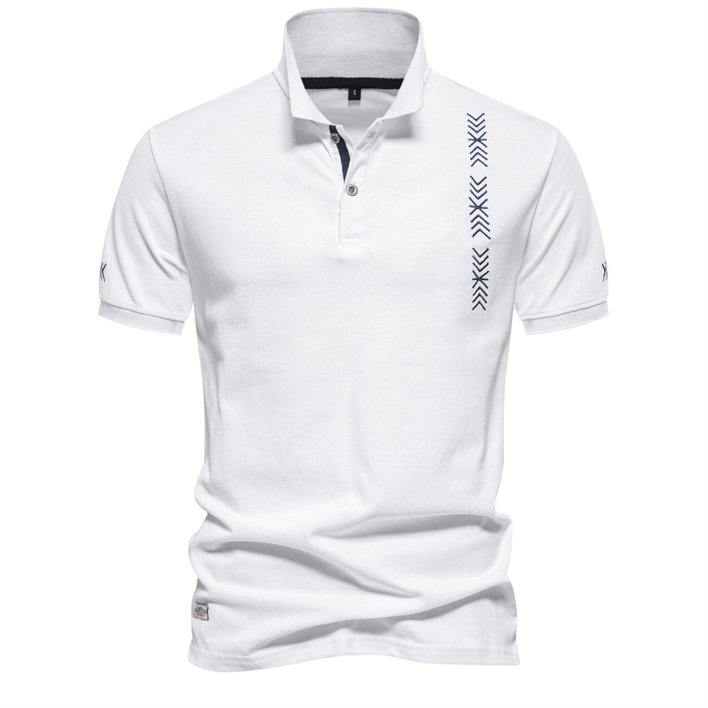 Embroidered Solid Color Short-Sleeve Men's Polo Shirt