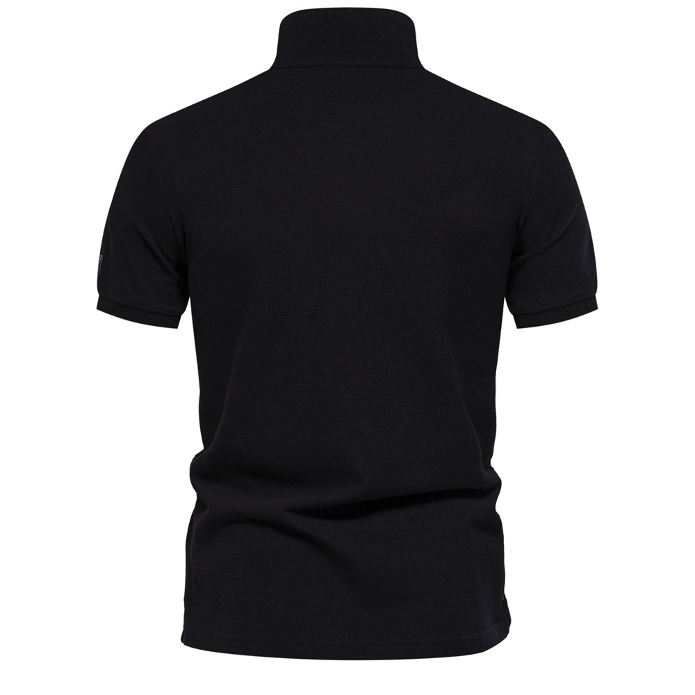 Embroidered Solid Color Short-Sleeve Men's Polo Shirt