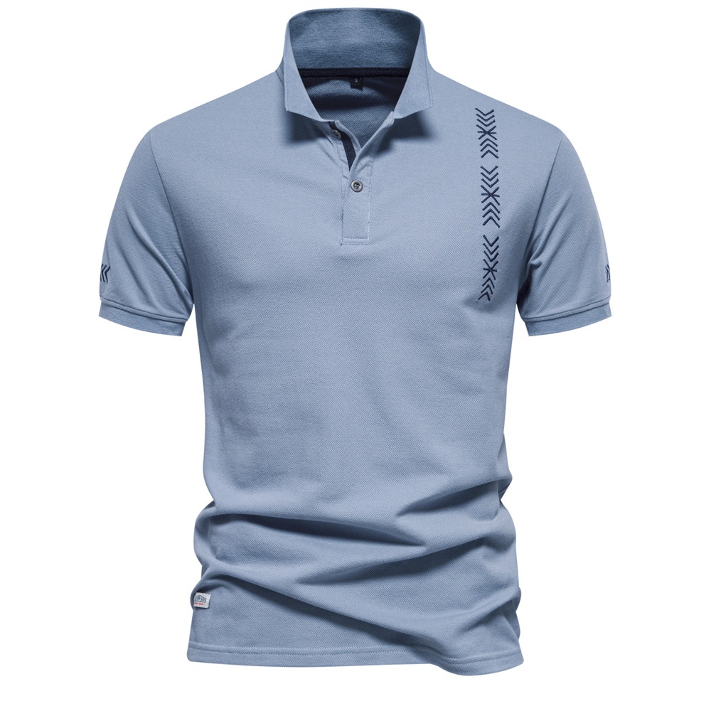 Embroidered Solid Color Short-Sleeve Men's Polo Shirt