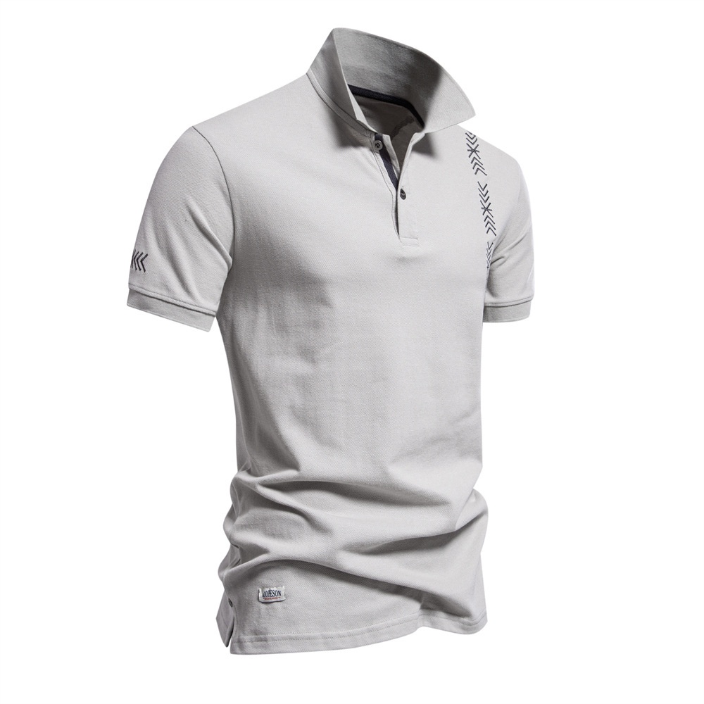 Embroidered Solid Color Short-Sleeve Men's Polo Shirt