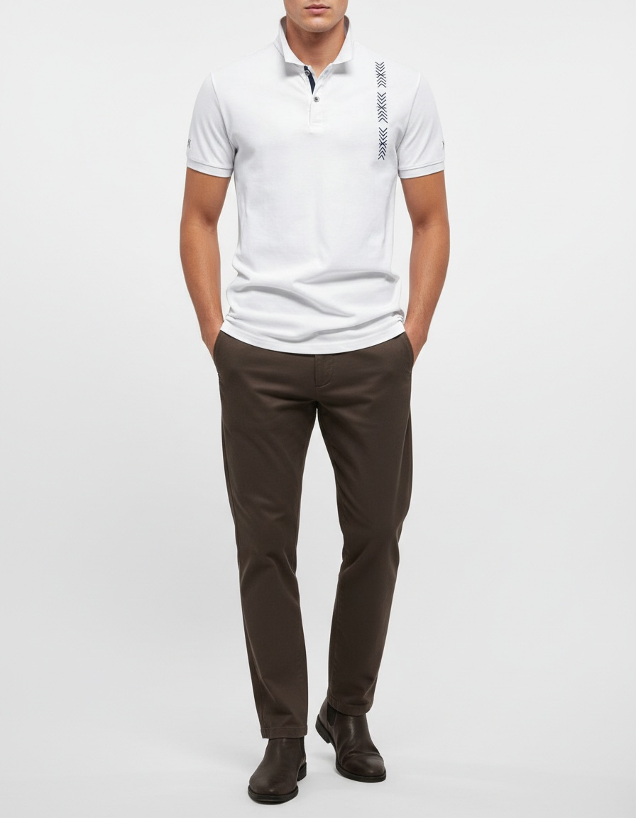 Embroidered Solid Color Short-Sleeve Men's Polo Shirt