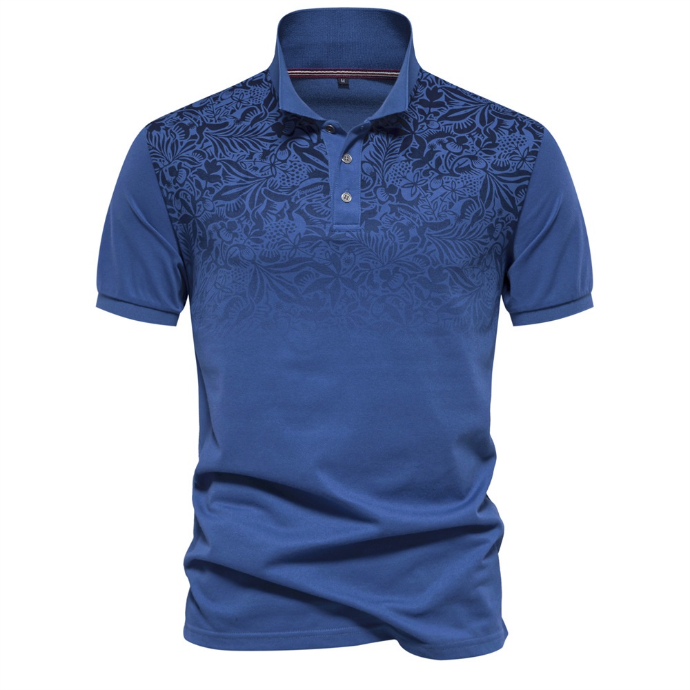 Gradient Printed Breathable Casual Men's Polo Shirt