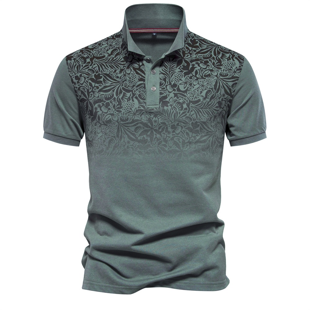Gradient Printed Breathable Casual Men's Polo Shirt