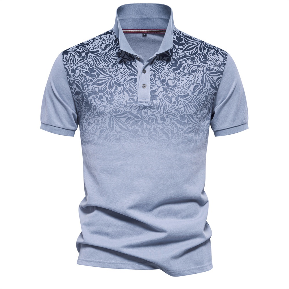 Gradient Printed Breathable Casual Men's Polo Shirt
