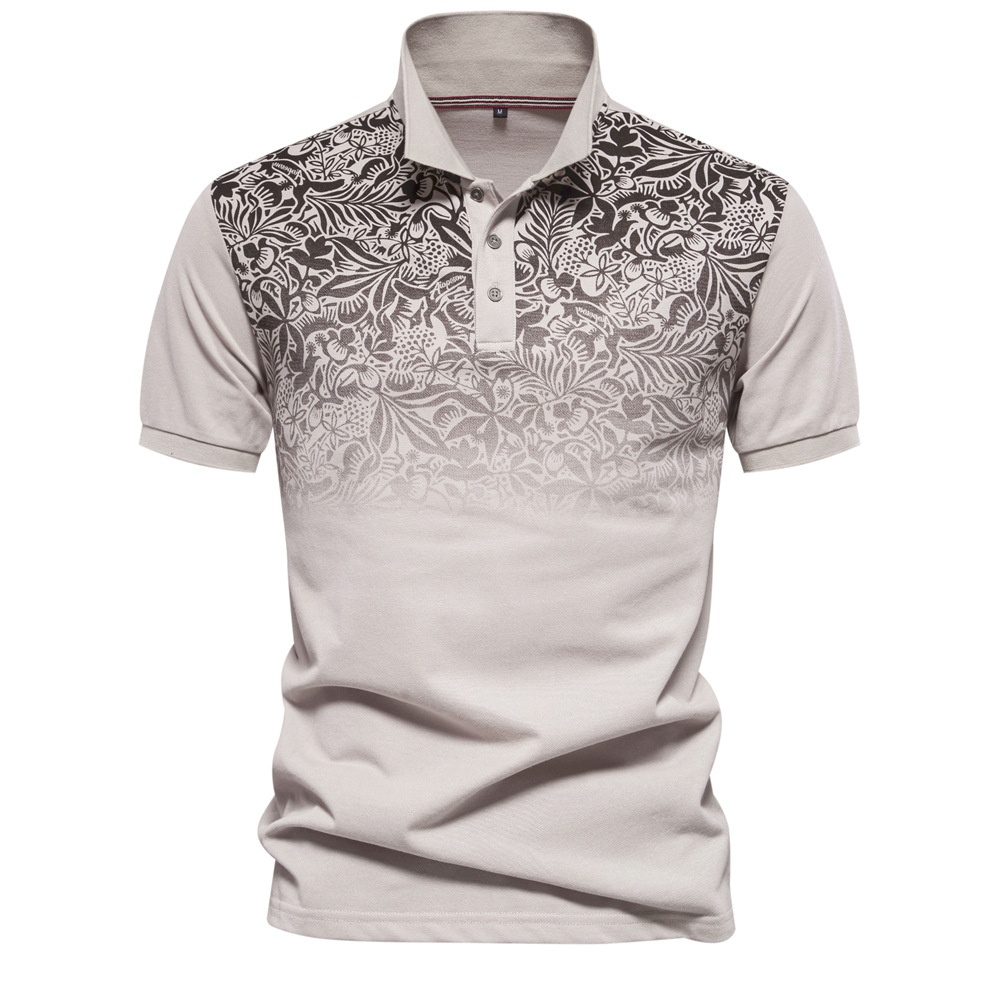 Gradient Printed Breathable Casual Men's Polo Shirt