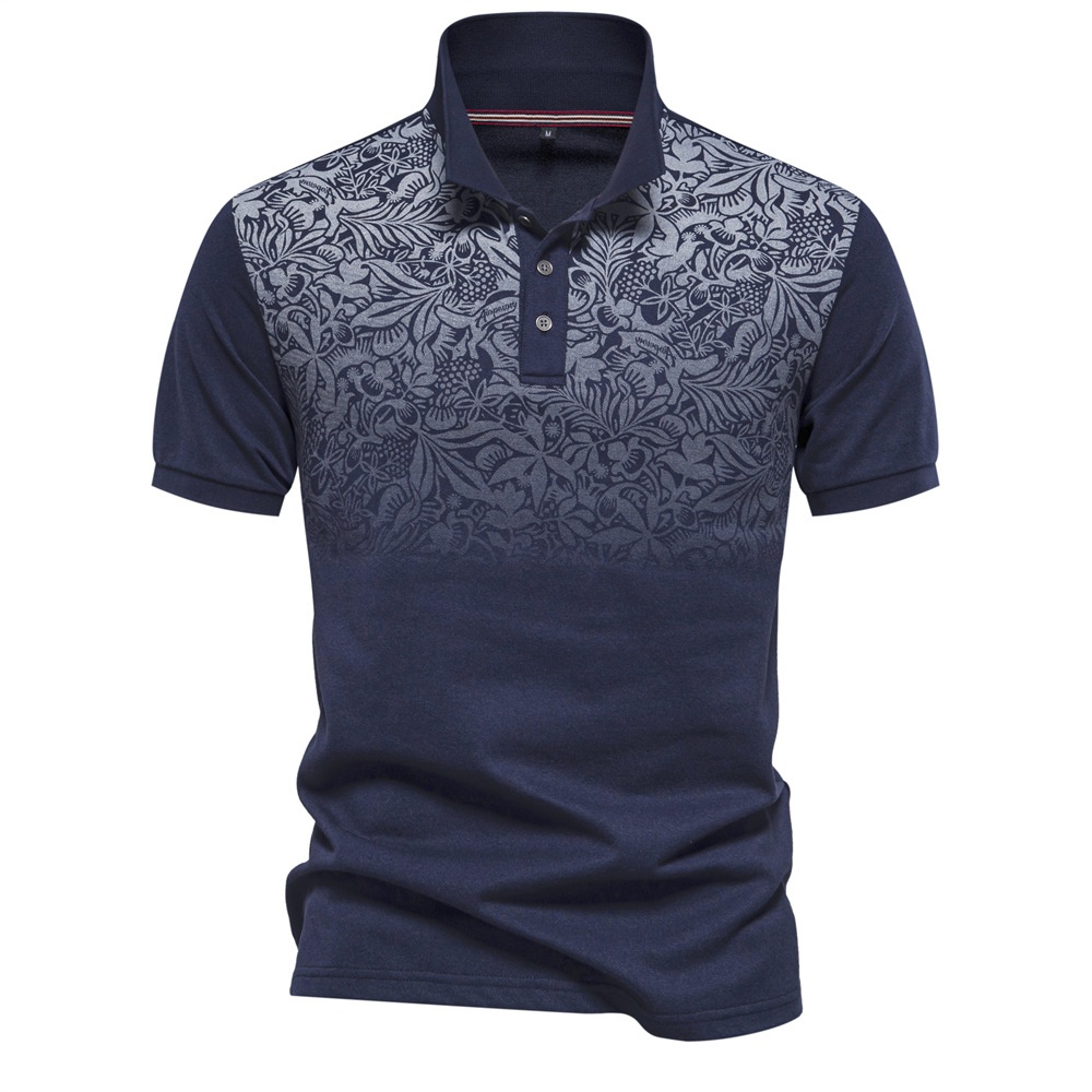 Gradient Printed Breathable Casual Men's Polo Shirt
