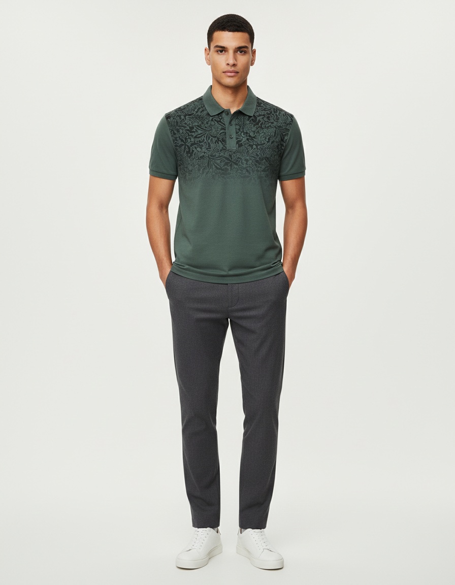 Gradient Printed Breathable Casual Men's Polo Shirt