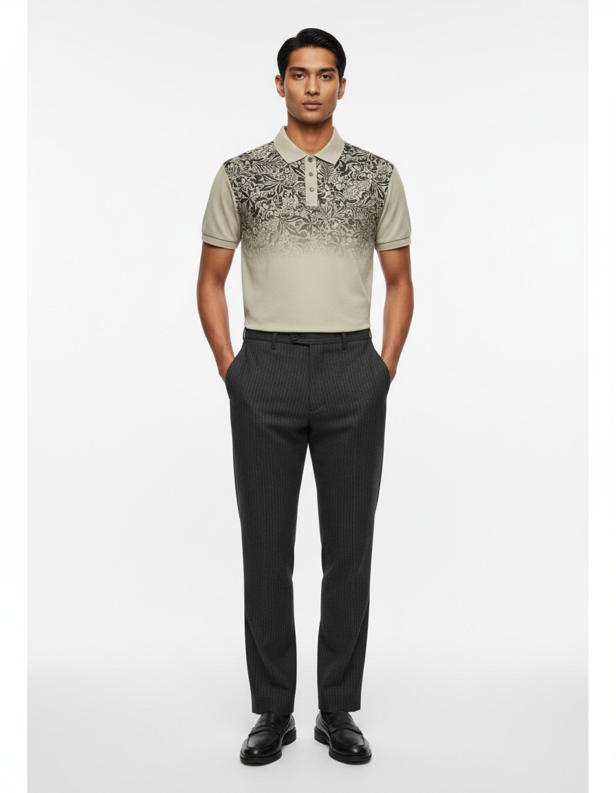 Gradient Printed Breathable Casual Men's Polo Shirt