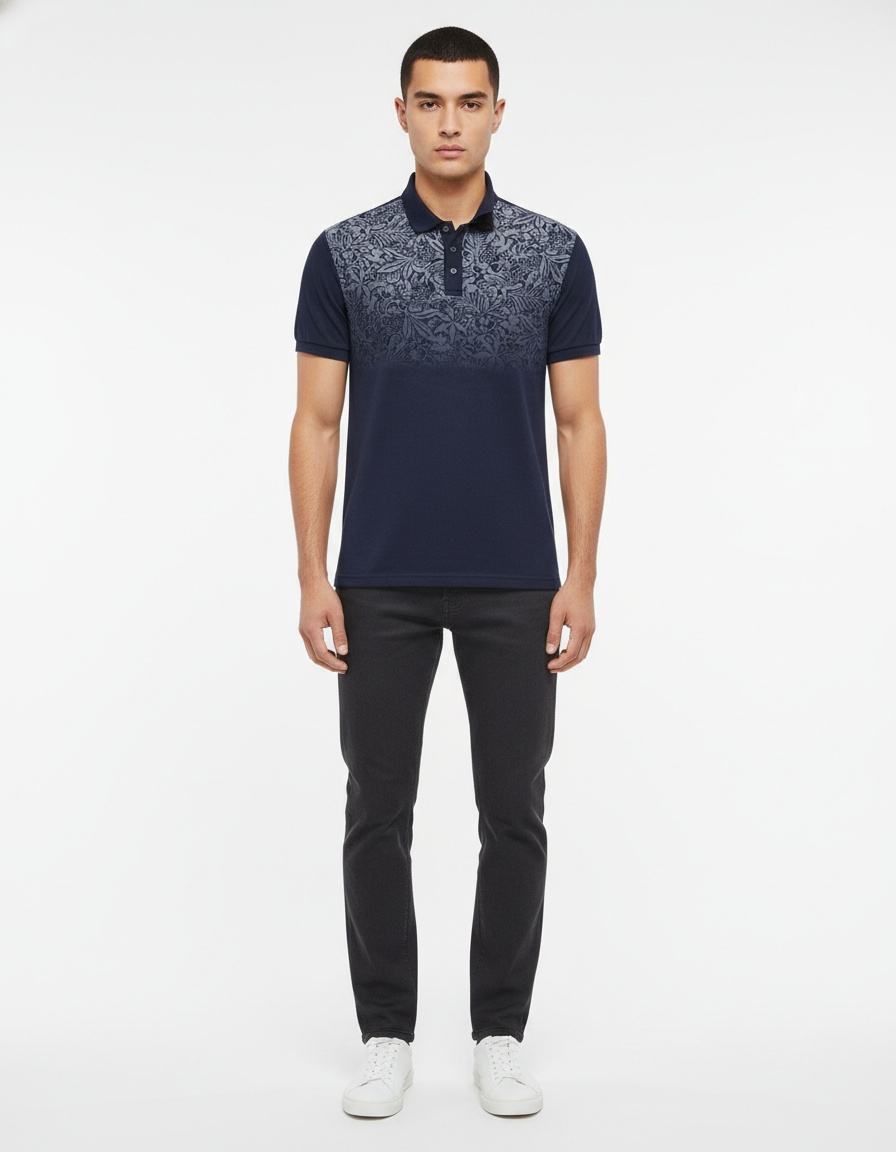 Gradient Printed Breathable Casual Men's Polo Shirt
