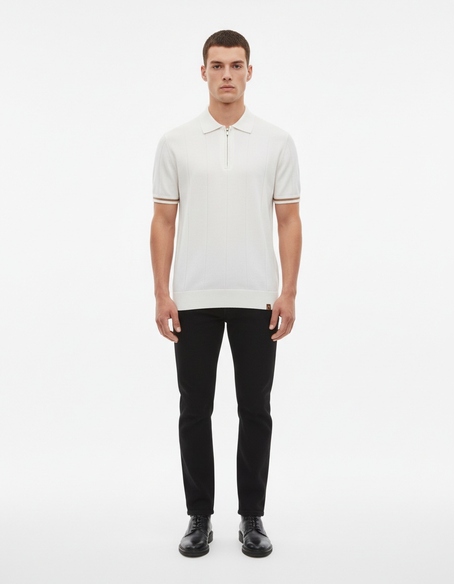 Knitted Business Casual Short Sleeve Men's Polo Shirt with Lapel Collar