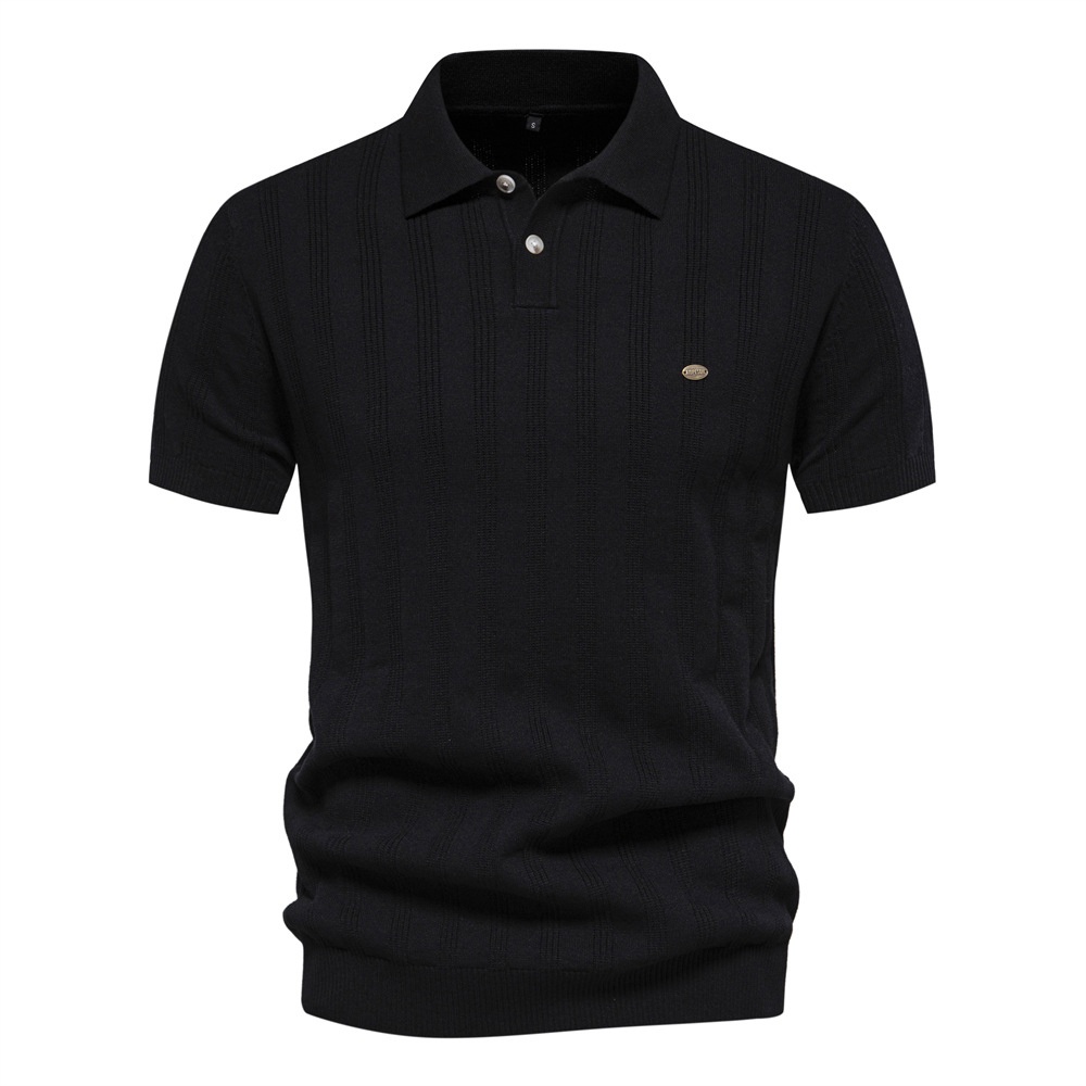 Men's Short-Sleeve Knitted Casual Polo Shirt