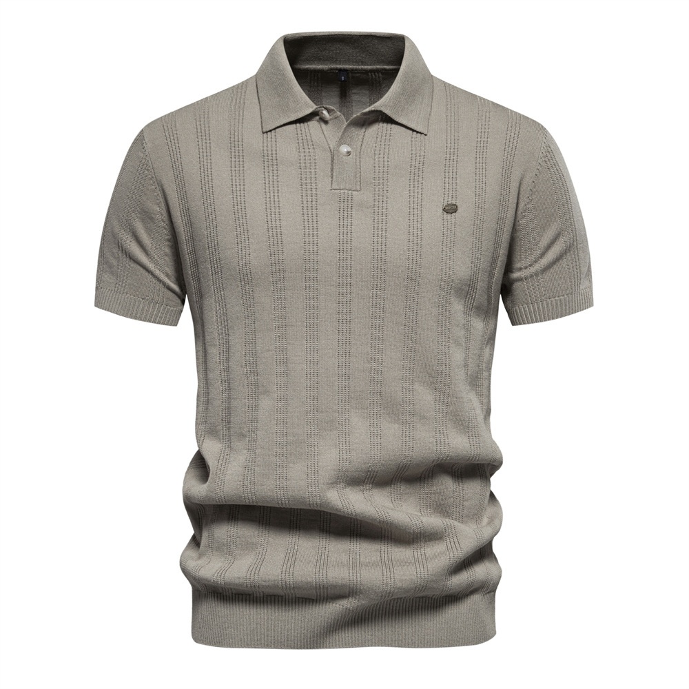 Men's Short-Sleeve Knitted Casual Polo Shirt