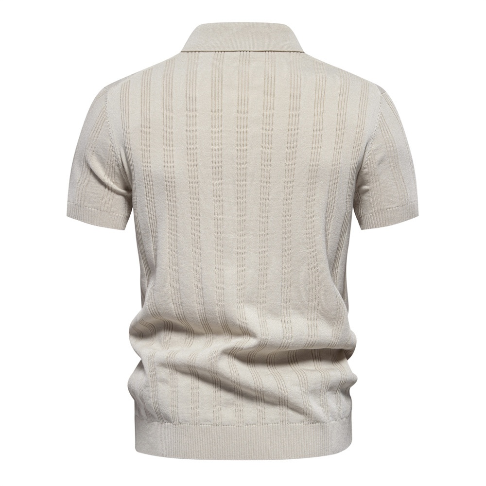 Men's Short-Sleeve Knitted Casual Polo Shirt