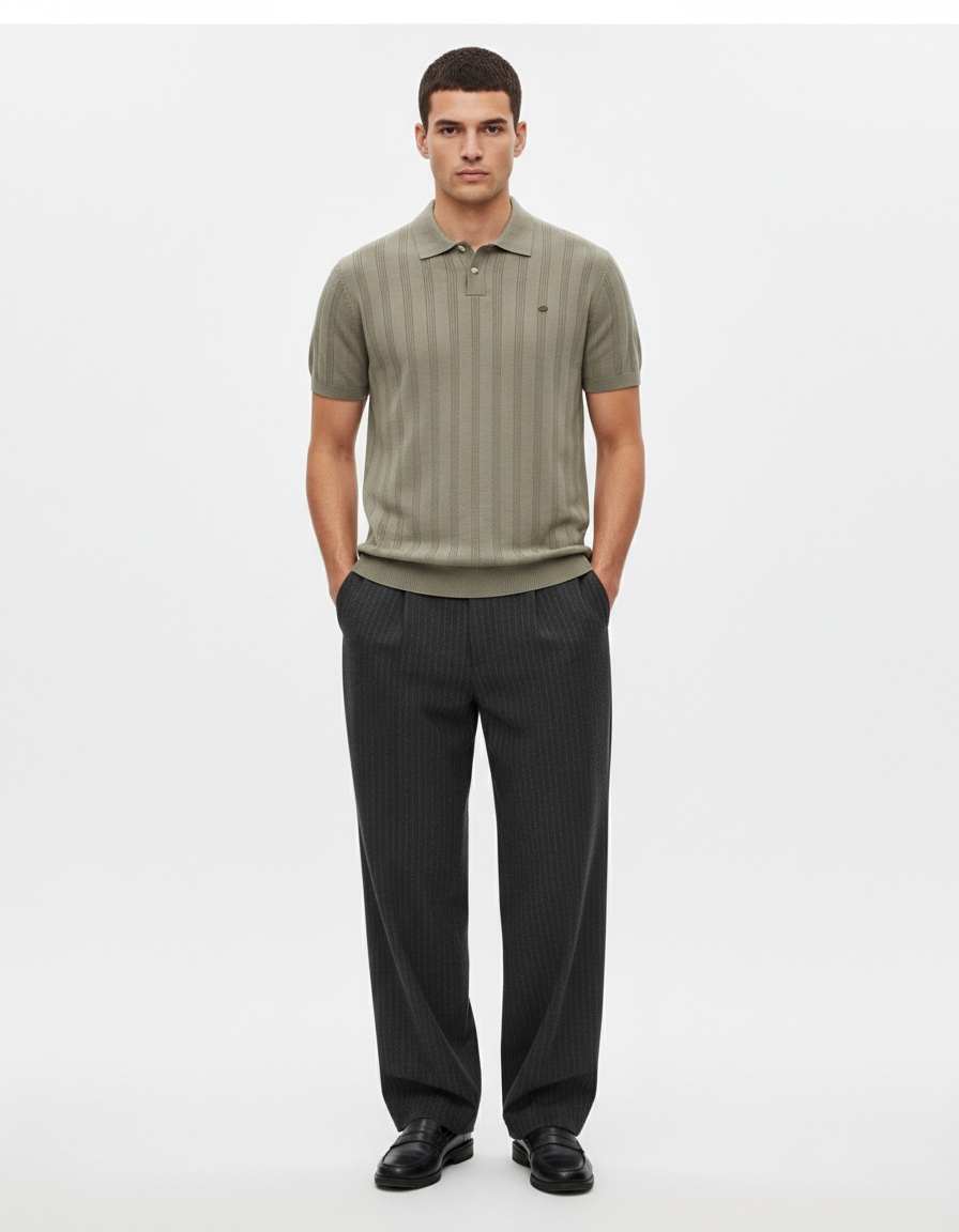 Men's Short-Sleeve Knitted Casual Polo Shirt