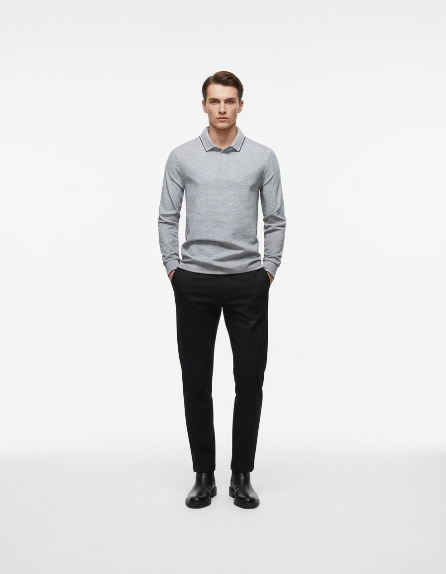 Casual Long-Sleeve Men's Autumn Polo Shirt