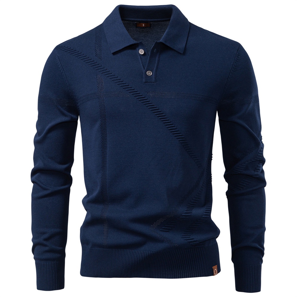 Jacquard Knit Business Casual Winter Men's Polo Shirt
