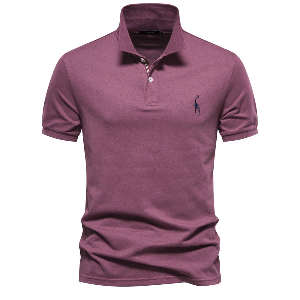 Breathable Short-Sleeve Men's Polo Shirt with Deer Embroidery