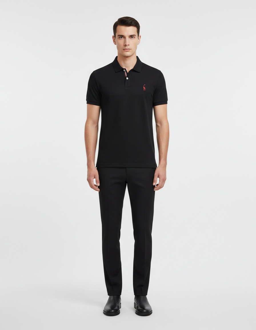 Breathable Short-Sleeve Men's Polo Shirt with Deer Embroidery
