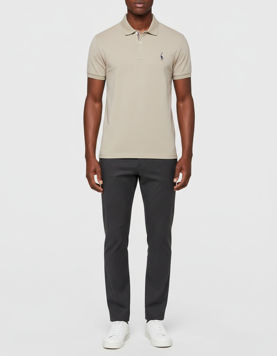 Breathable Short-Sleeve Men's Polo Shirt with Deer Embroidery