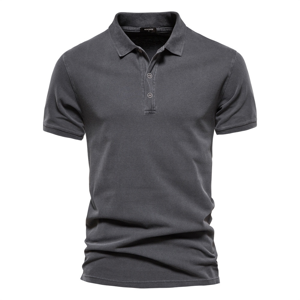 Short-Sleeved Casual Solid Color Men's Polo Shirt with a Stylish Collar for Summer