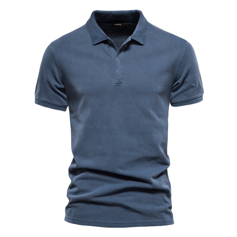 Short-Sleeved Casual Solid Color Men's Polo Shirt with a Stylish Collar for Summer
