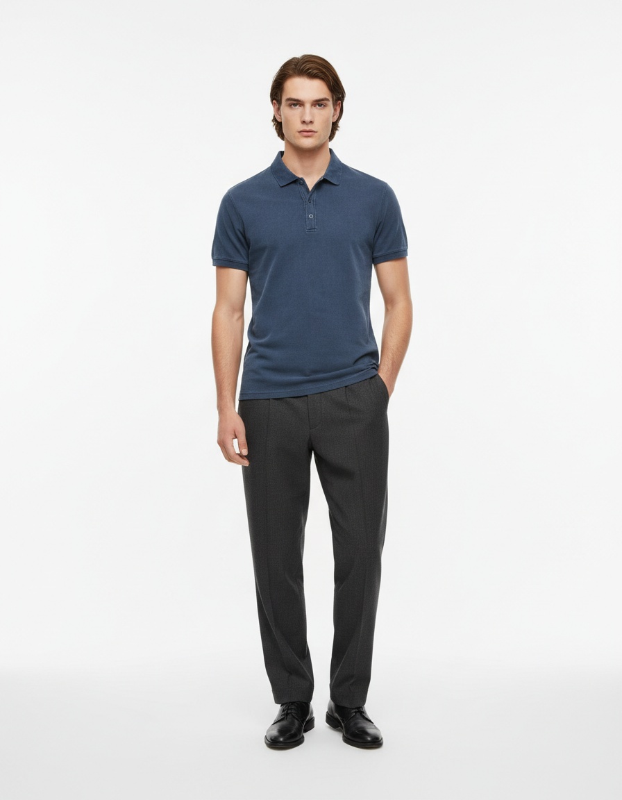 Short-Sleeved Casual Solid Color Men's Polo Shirt with a Stylish Collar for Summer