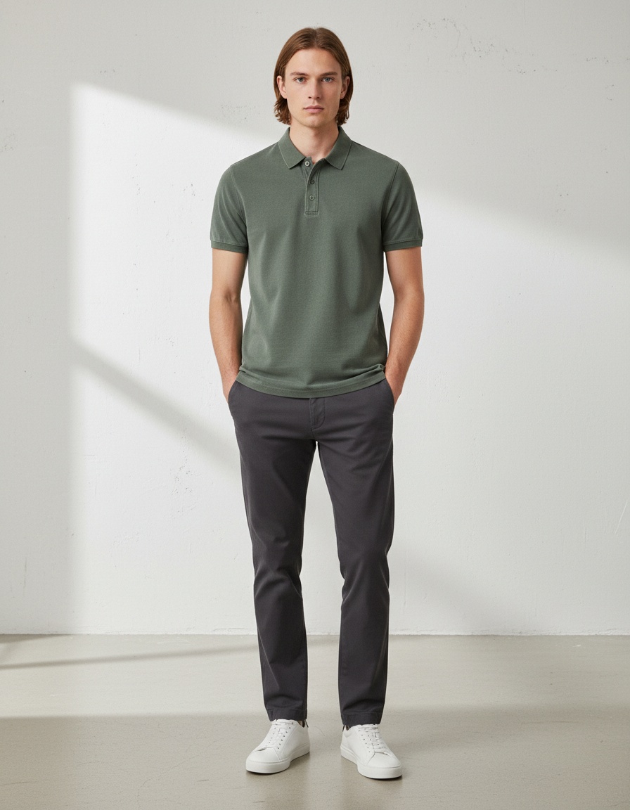 Short-Sleeved Casual Solid Color Men's Polo Shirt with a Stylish Collar for Summer