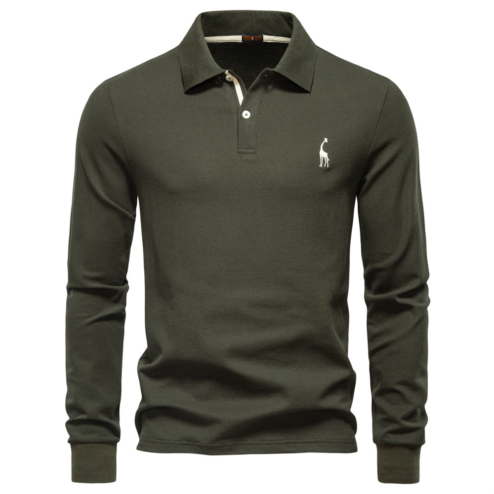 Solid Color Lapel Casual Men's Polo Shirt for Autumn