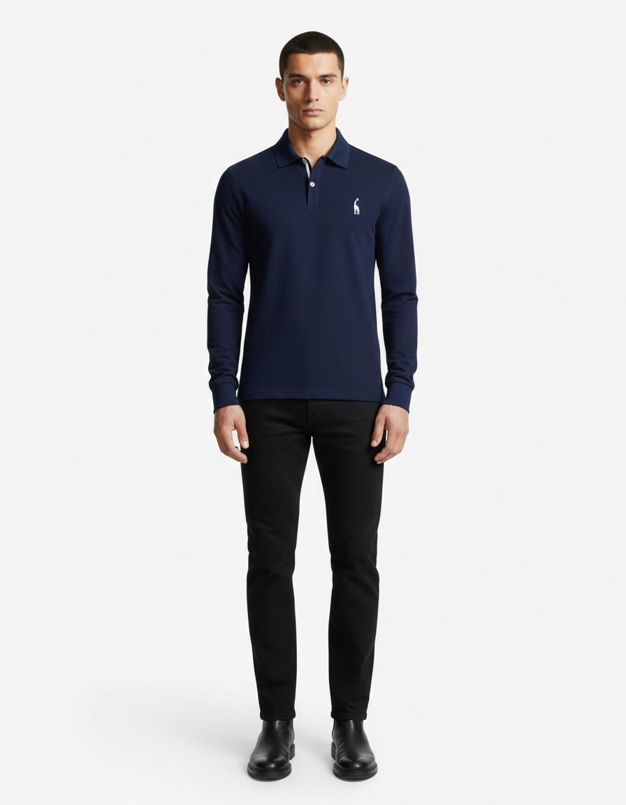 Solid Color Lapel Casual Men's Polo Shirt for Autumn