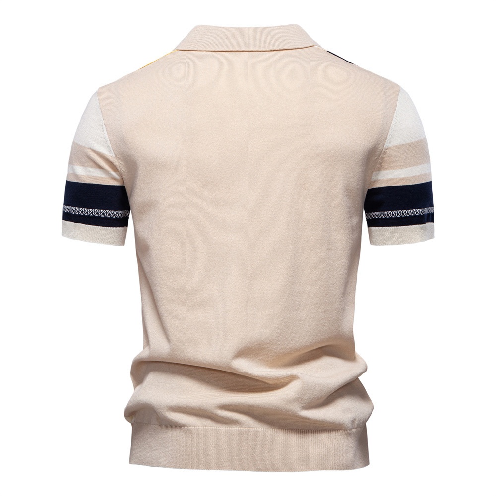 Polo d'été à manches courtes pour homme, en maille rayée.