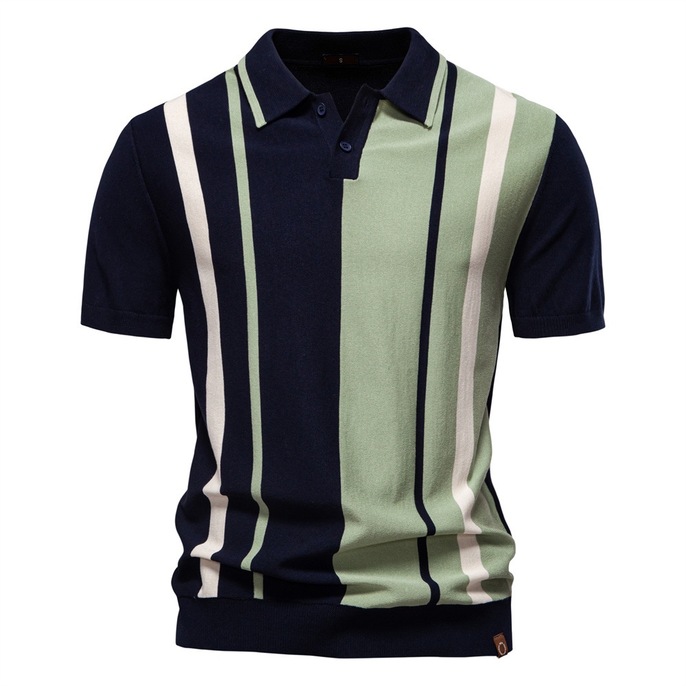 Polo d'été à manches courtes pour homme, en maille rayée.