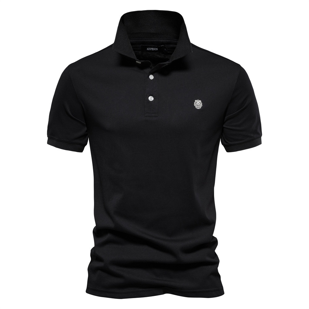 Short-Sleeve Men's Polo Shirt with Casual Embroidery and Breathable Lapel Design