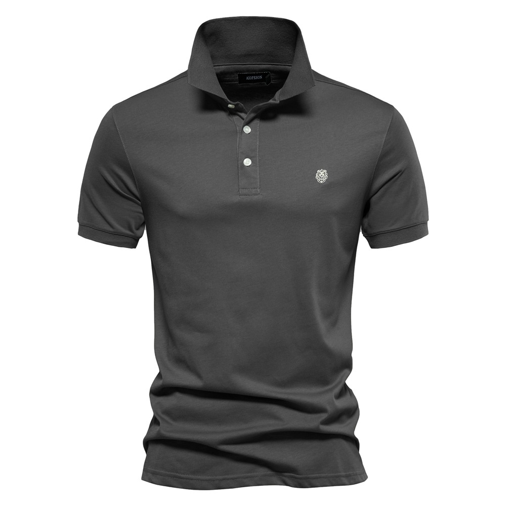 Short-Sleeve Men's Polo Shirt with Casual Embroidery and Breathable Lapel Design