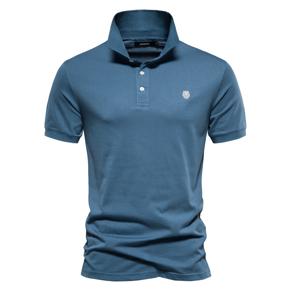 Short-Sleeve Men's Polo Shirt with Casual Embroidery and Breathable Lapel Design